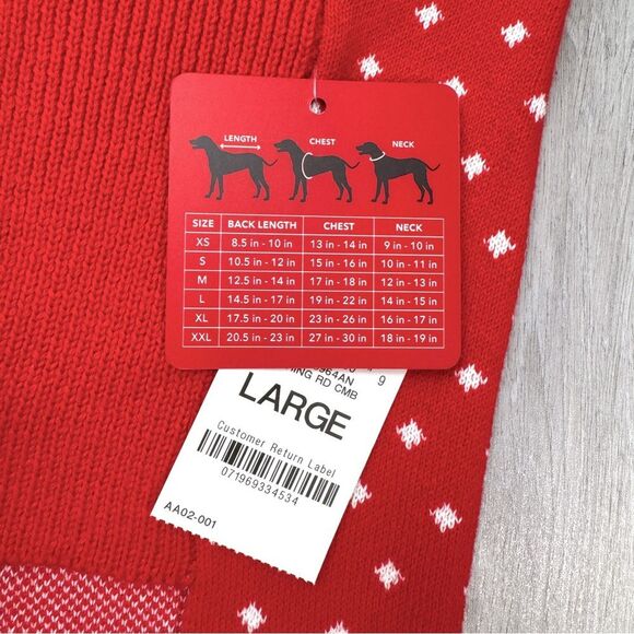 Charter Club Red Knit Holiday Print Dog Sweater L - Picture 4 of 4